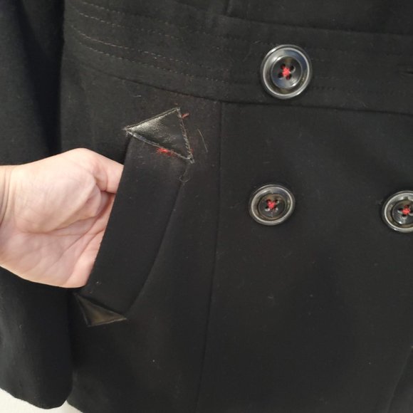 Miss Sixty Black Wool Double Breasted Pea Coat, M - Picture 4 of 9